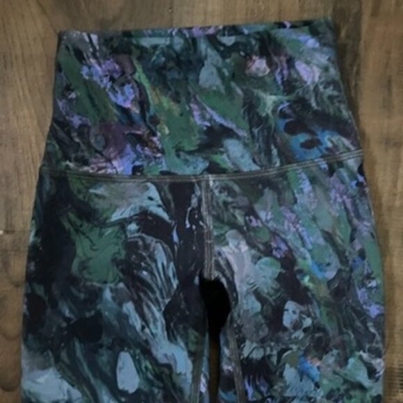Lululemon Wunder Under High Rise Tight Leggings 25” Size 0 Green Purple Marble - Picture 4 of 8